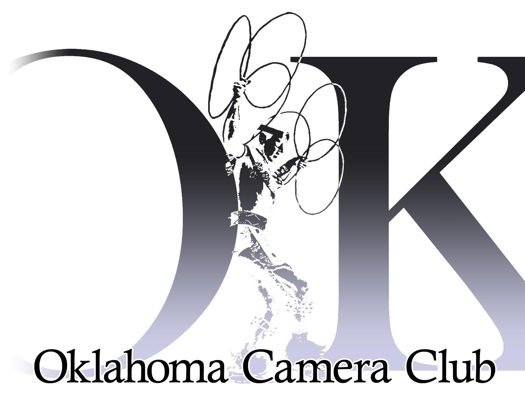 Logo of Oklahoma Camera Club with stylized letters and camera lens elements.